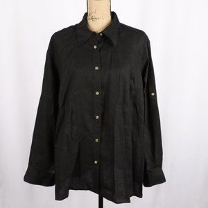 Lauren Ralph Lauren Snap Button Top 100% Linen 2X